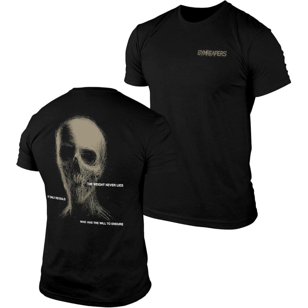 imageGymreapers Skull Moisture Wicking TShirts for Men Short Sleeve Workout Gym Shirts Running Athletic Tees amp Dry Fit TshirtRevelation