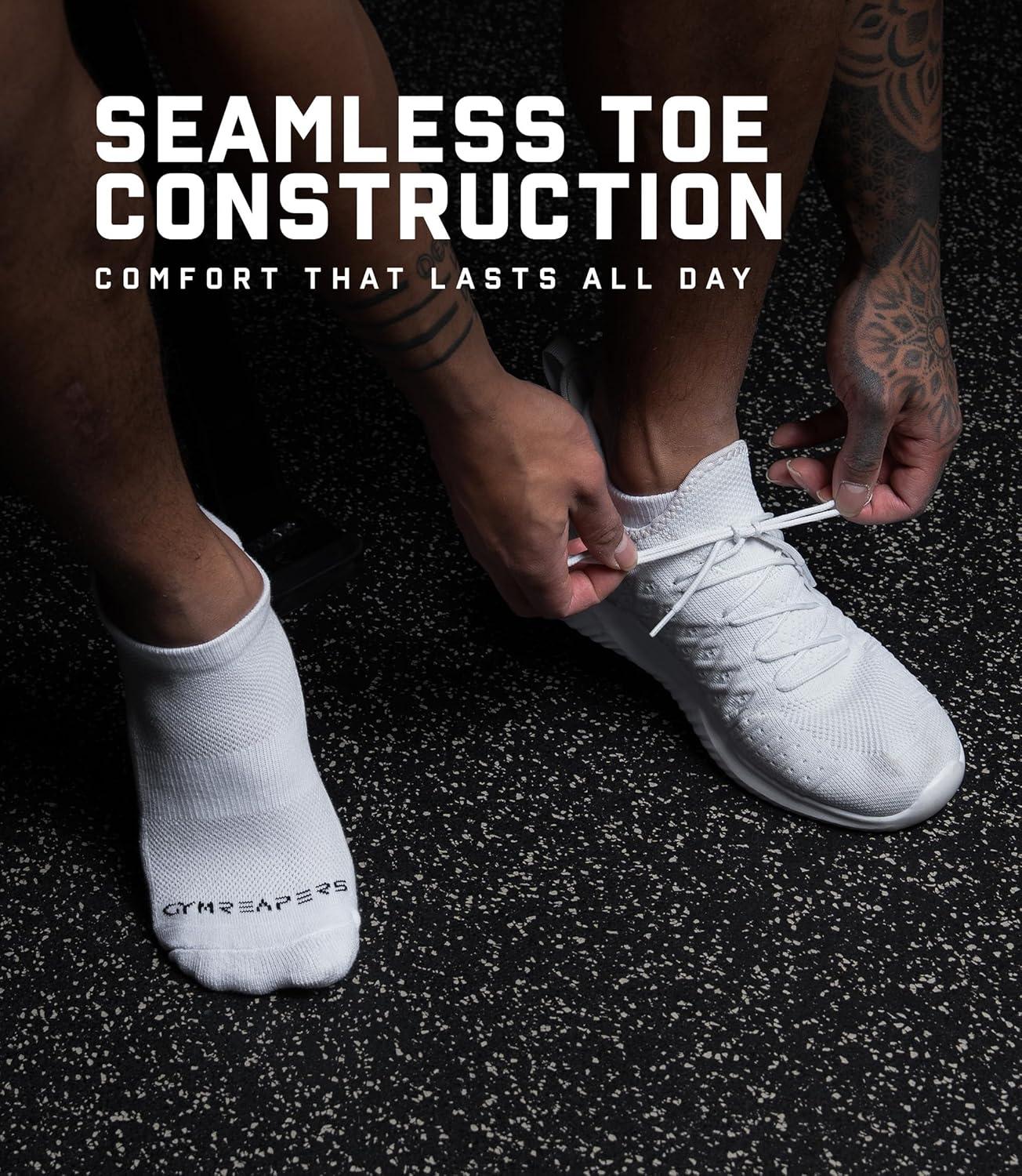 imageGymreapers Ankle Socks for Men amp Women 6Pack MoistureWicking Cotton Athletic Socks with Breathable Supportive FitWhite 6pack