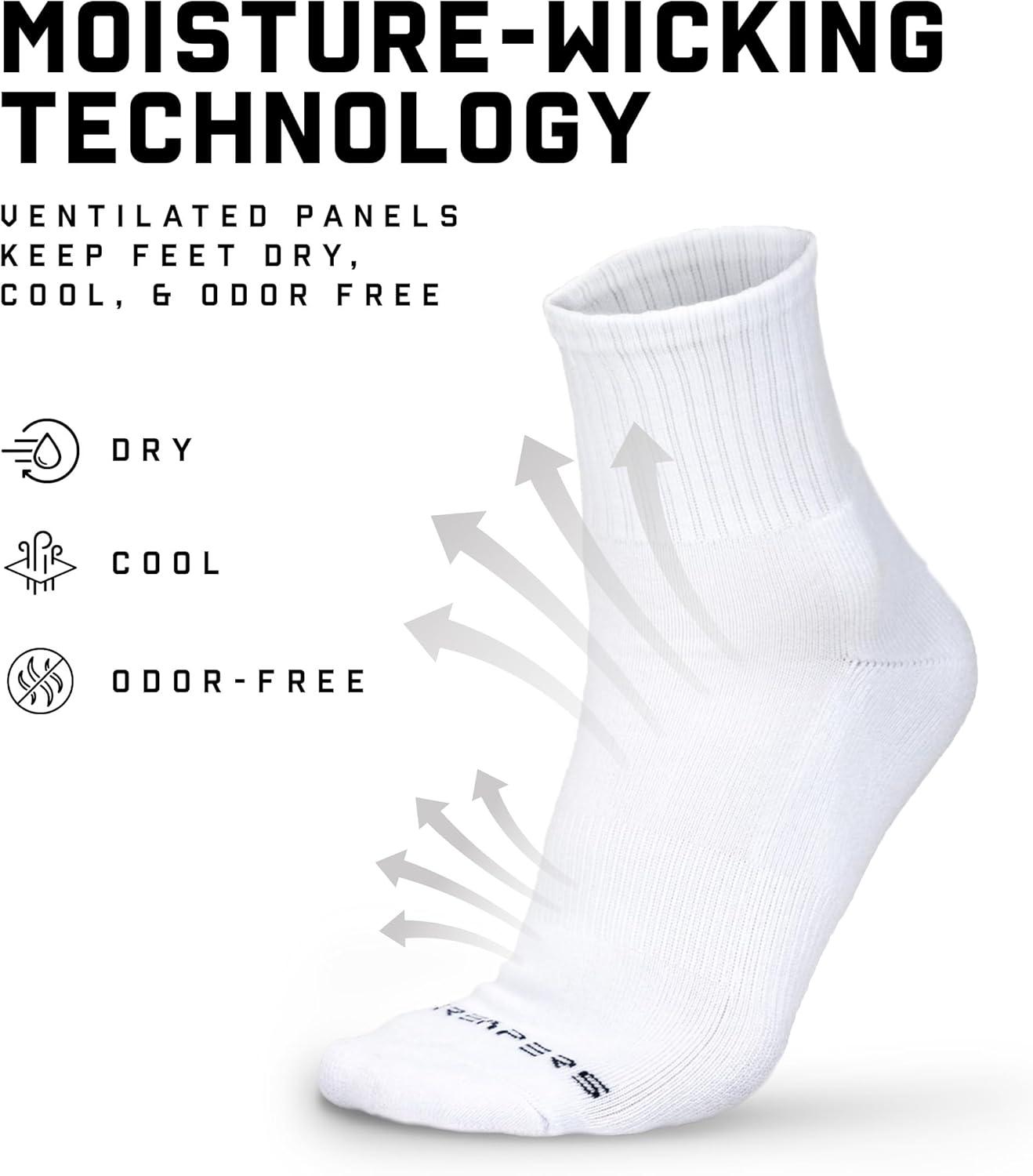imageGymreapers Quarter Socks for Men amp Women 6Pack MoistureWicking Cotton Athletic Socks Breathable Low Cut Supportive FitWhite 6pack