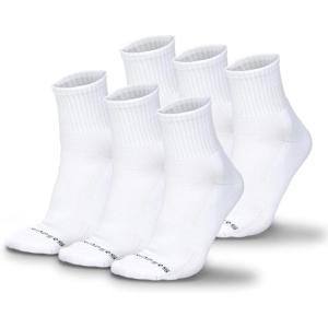 Gymreapers Quarter Socks for Men & Women (6-Pack) Moisture-Wicking Cotton Athletic Socks, Breathable Low Cut Supportive Fit(White (6-pack))