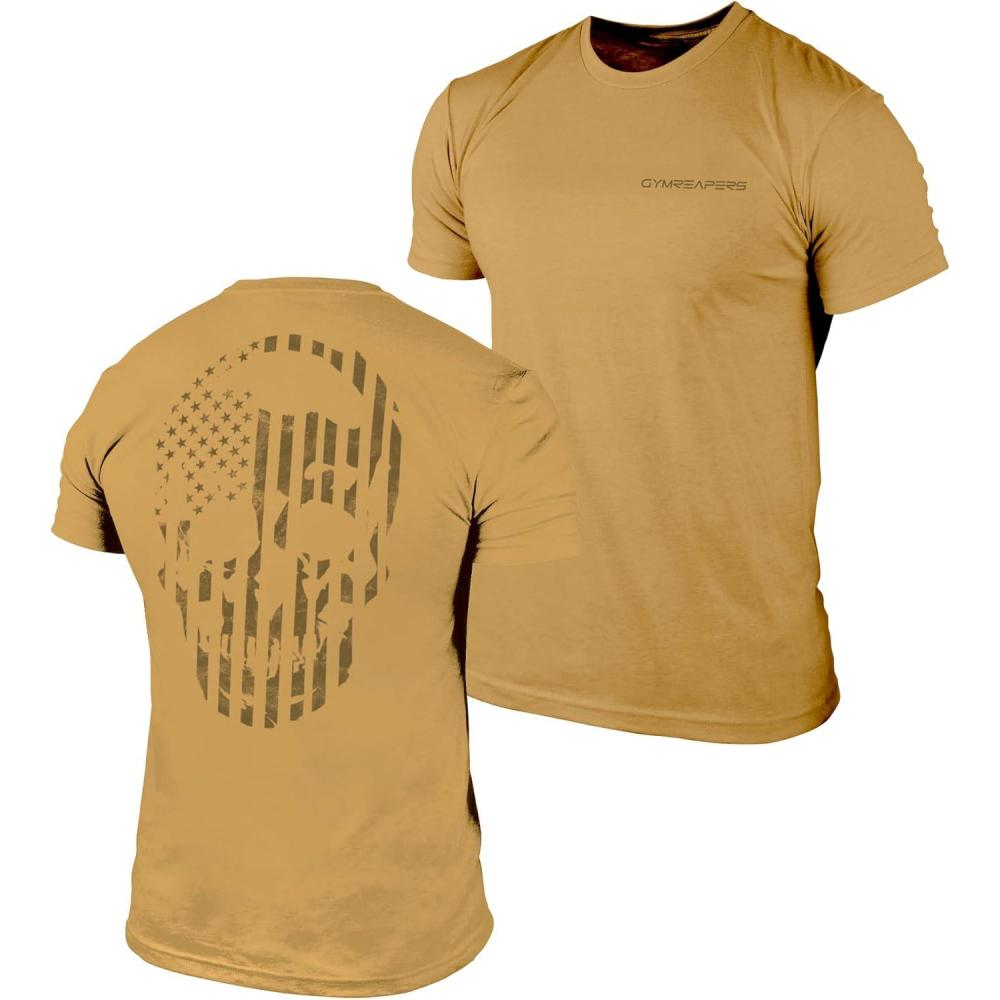 imageGymreapers American Reaper Moisture Wicking TShirts for Men  Workout Gym Shirts  Running Athletic Tees amp Dry Fit TshirtKhaki