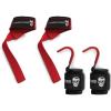 Gymreapers Lifting Straps & Hooks Bundle (Red) – Premium Grip Support Combo for Deadlifts, Pulls, Rows & Heavy Lifting