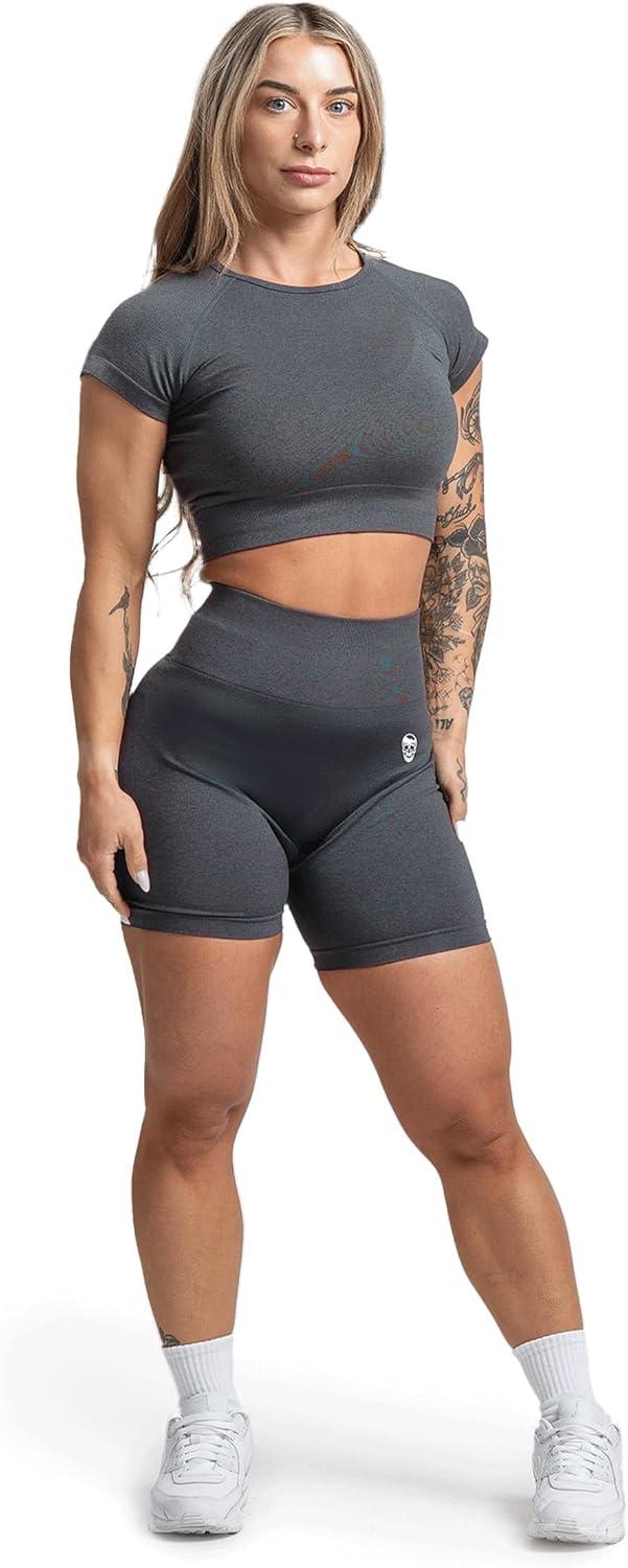 imageGymreapers Short Sleeve Workout Tops for Women Crop Tops for Women Tee Yoga Athletic Tops for Running Gym amp TrainingFlat Gray