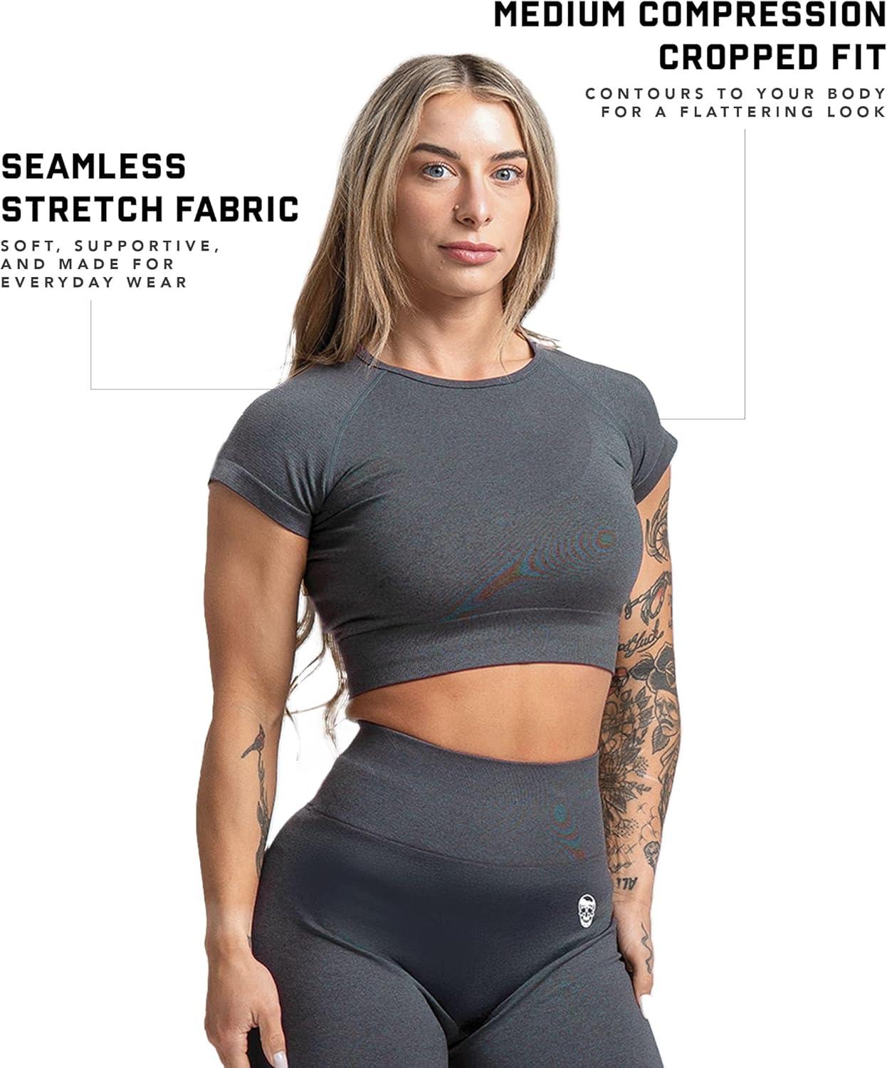 imageGymreapers Short Sleeve Workout Tops for Women Crop Tops for Women Tee Yoga Athletic Tops for Running Gym amp TrainingFlat Gray