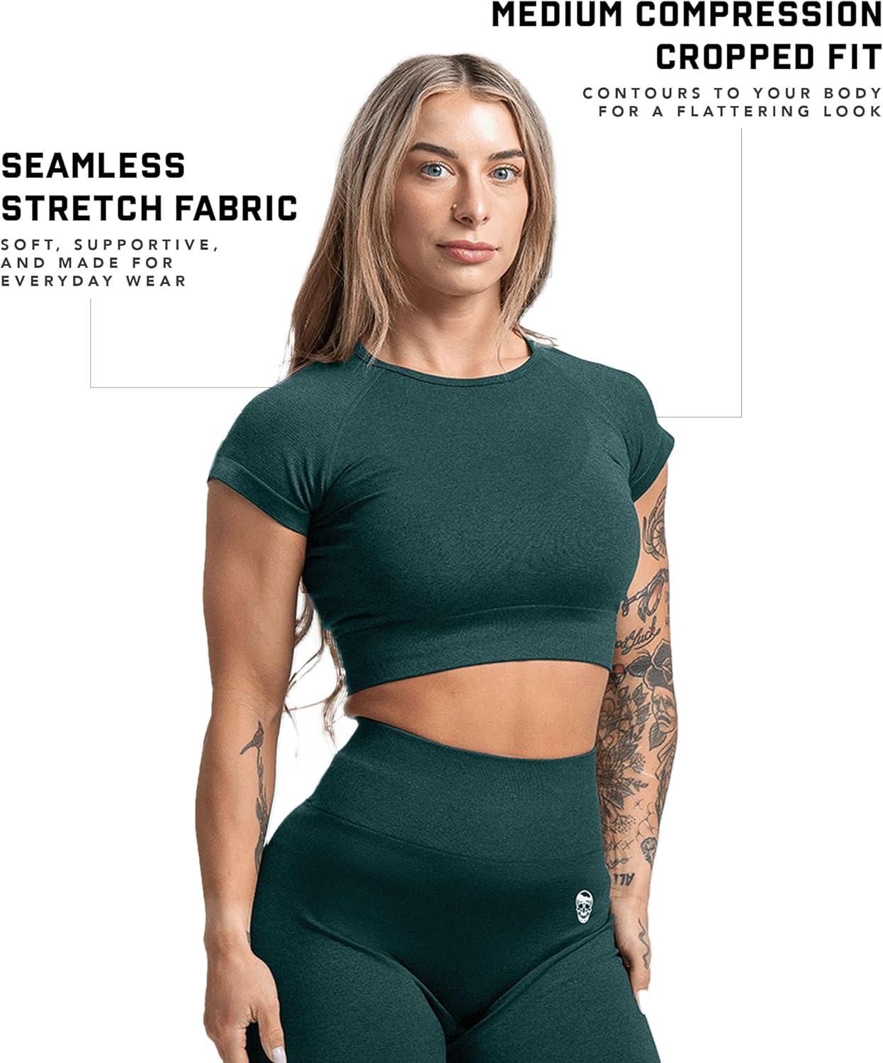 imageGymreapers Short Sleeve Workout Tops for Women Crop Tops for Women Tee Yoga Athletic Tops for Running Gym amp TrainingReef