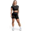Gymreapers Short Sleeve Workout Tops for Women – Crop Tops for Women Tee – Yoga Athletic Tops for Running, Gym, & Training(Black Marl)