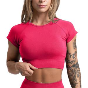 Gymreapers Short Sleeve Workout Tops for Women – Crop Tops for Women Tee – Yoga Athletic Tops for Running, Gym, & Training(Miami)