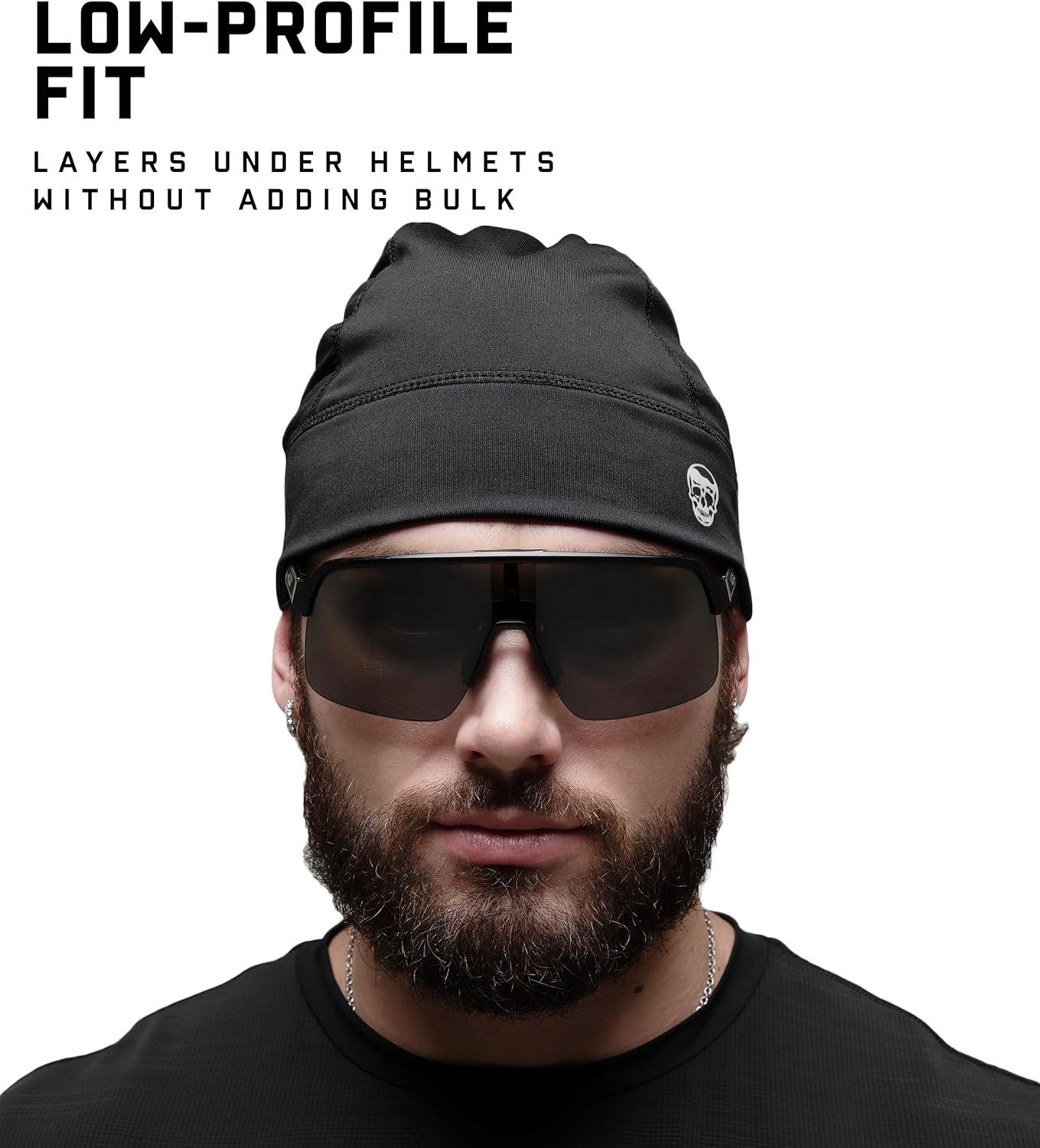 imageGymreapers Stryda Skull Cap for Men amp Women Lightweight Breathable Helmet Liner Beanie Hat for Cold Weather Cycling Running Outdoor Sports Motorcycle amp Workouts Black