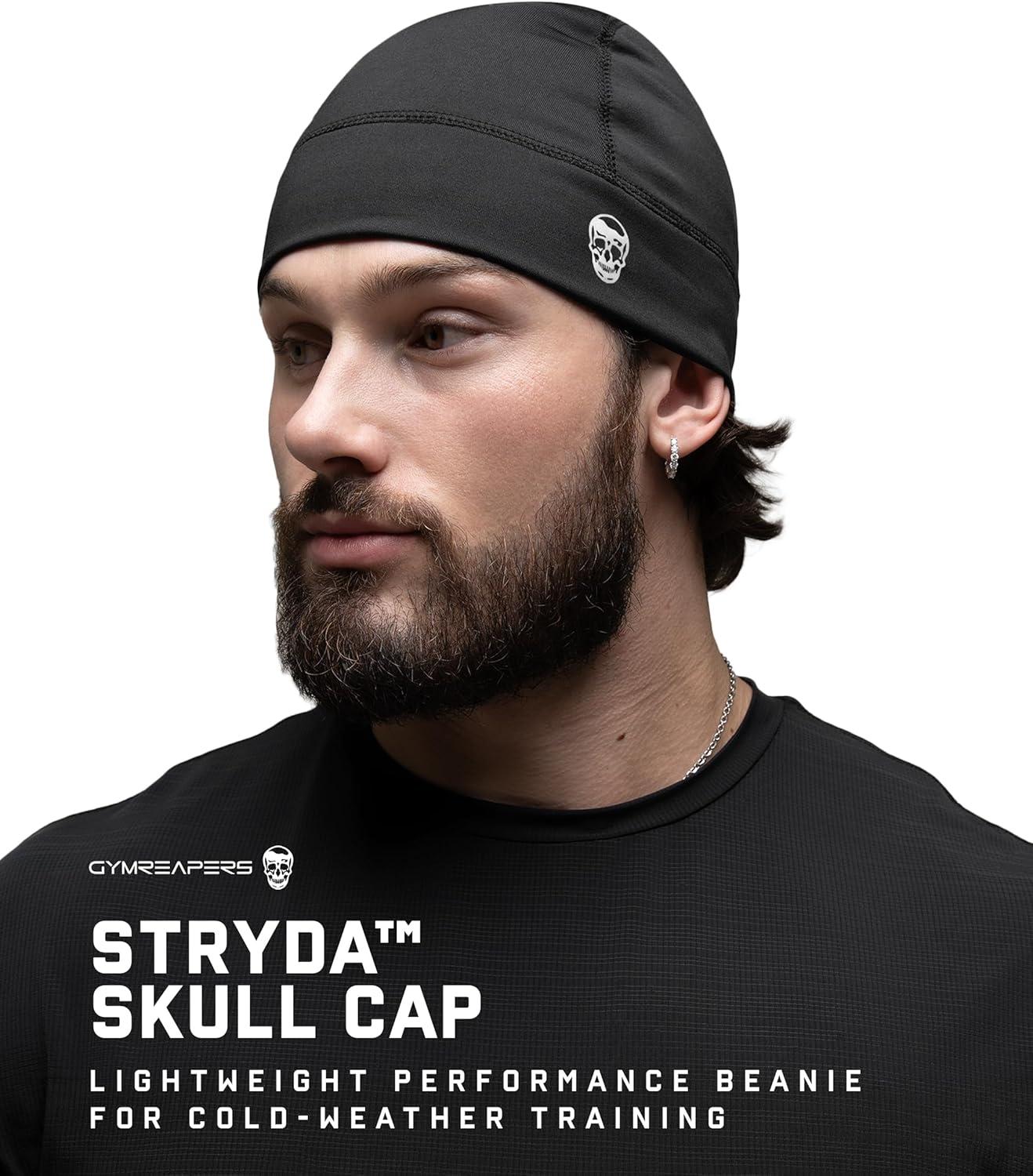 imageGymreapers Stryda Skull Cap for Men amp Women Lightweight Breathable Helmet Liner Beanie Hat for Cold Weather Cycling Running Outdoor Sports Motorcycle amp Workouts Black