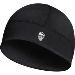 Gymreapers Stryda Skull Cap for Men & Women – Lightweight Breathable Helmet Liner Beanie Hat for Cold Weather, Cycling, Running, Outdoor Sports, Motorcycle & Workouts Black