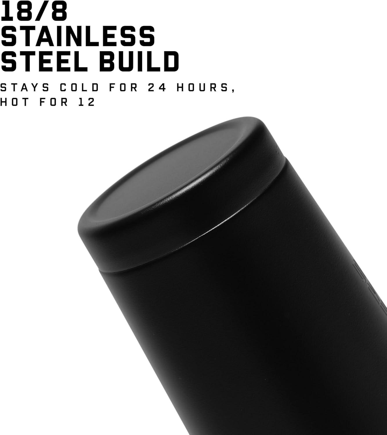 imageGymreapers Stainless Steel Protein Shaker Bottle Double Wall Insulated Leak Proof BPAFree Metal Vacuum Blender Cup For Gym Sports Pre amp PostWorkout Cold Hydration 26 OZ BlackBlack