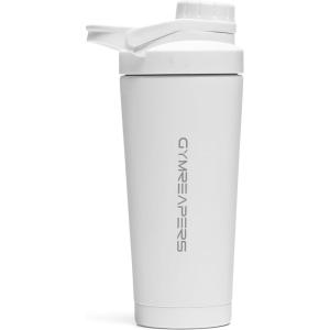 Gymreapers Stainless Steel Protein Shaker Bottle – Double Wall Insulated, Leak Proof, BPA-Free Metal Vacuum Blender Cup For Gym, Sports, Pre & Post-Workout Cold Hydration – 26 OZ (Black)(White)