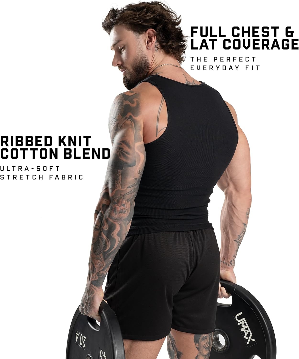 imageGymreapers Mens Tank Tops Ribbed Sleeveless Undershirts Cotton Fit Compression Tank for Gym Workout amp Training Pack of 3Black