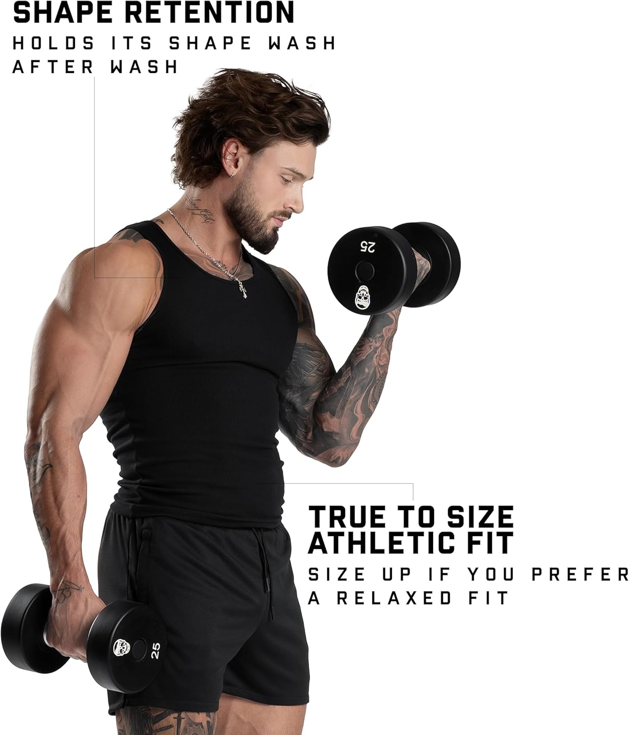 imageGymreapers Mens Tank Tops Ribbed Sleeveless Undershirts Cotton Fit Compression Tank for Gym Workout amp Training Pack of 3Black