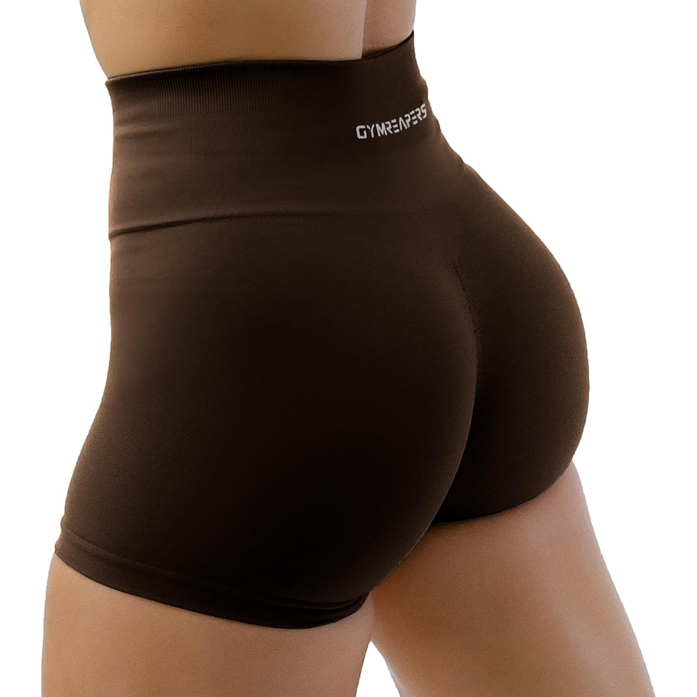imageGymreapers Athletic Shorts for Women  Seamless Butt Lifting Tummy Control Running Shorts for Yoga Biker Gym Workout SquatChocolate