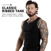 Gymreapers Mens Tank Tops Ribbed Sleeveless Undershirts – Cotton Fit Compression Tank for Gym, Workout & Training – Pack of 3(Black)