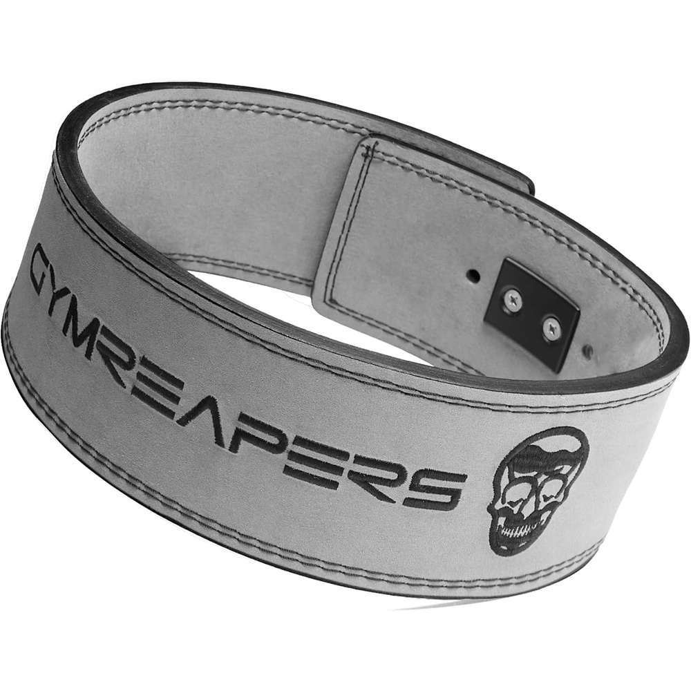 image:imageGymreapers 10MM Lever Weightlifting Belt Leather Adjustable Heavy Duty Buckle Belt IPF Approved for Powerlifting Weightlifting and Strength TrainingGray
