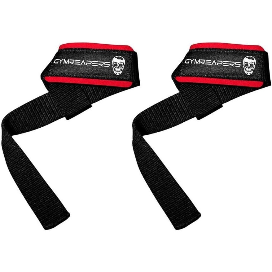 image:imageGymreapers Lifting Wrist Straps for Weightlifting Bodybuilding Powerlifting Strength Training amp Deadlifts Padded Neoprene with 18 inch CottonBlackRed