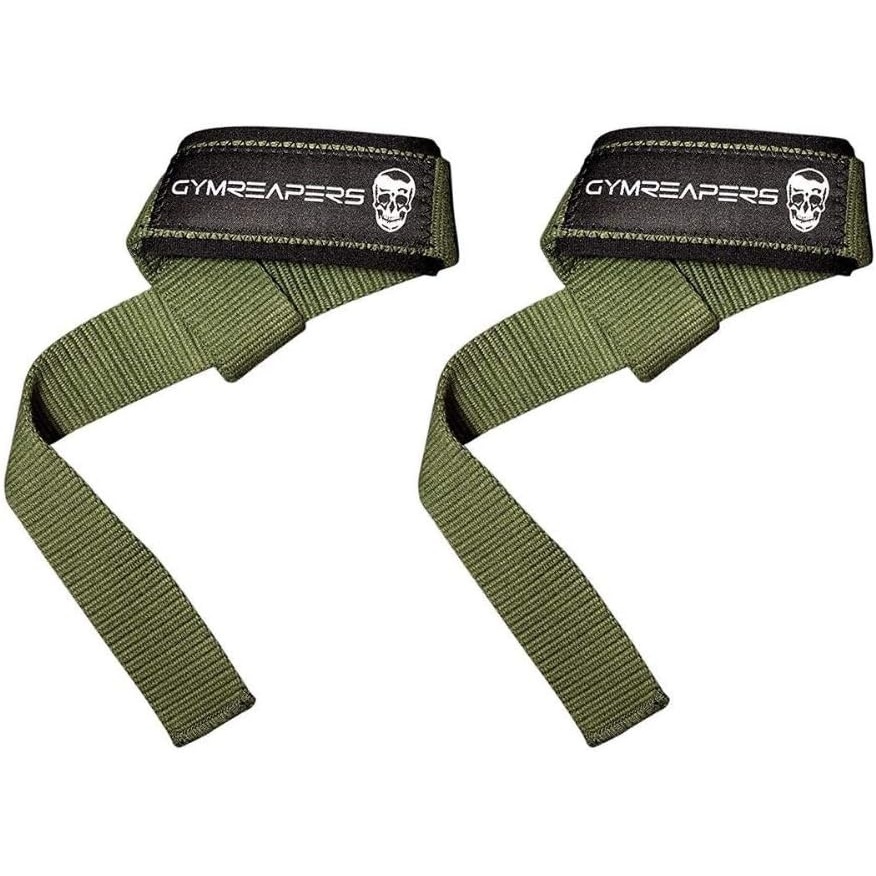image:imageGymreapers Lifting Wrist Straps for Weightlifting Bodybuilding Powerlifting Strength Training amp Deadlifts Padded Neoprene with 18 inch CottonMilitary Green