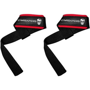Gymreapers Lifting Wrist Straps for Weightlifting, Bodybuilding, Powerlifting, Strength Training, & Deadlifts – Padded Neoprene with 18 inch Cotton(Black/Red)