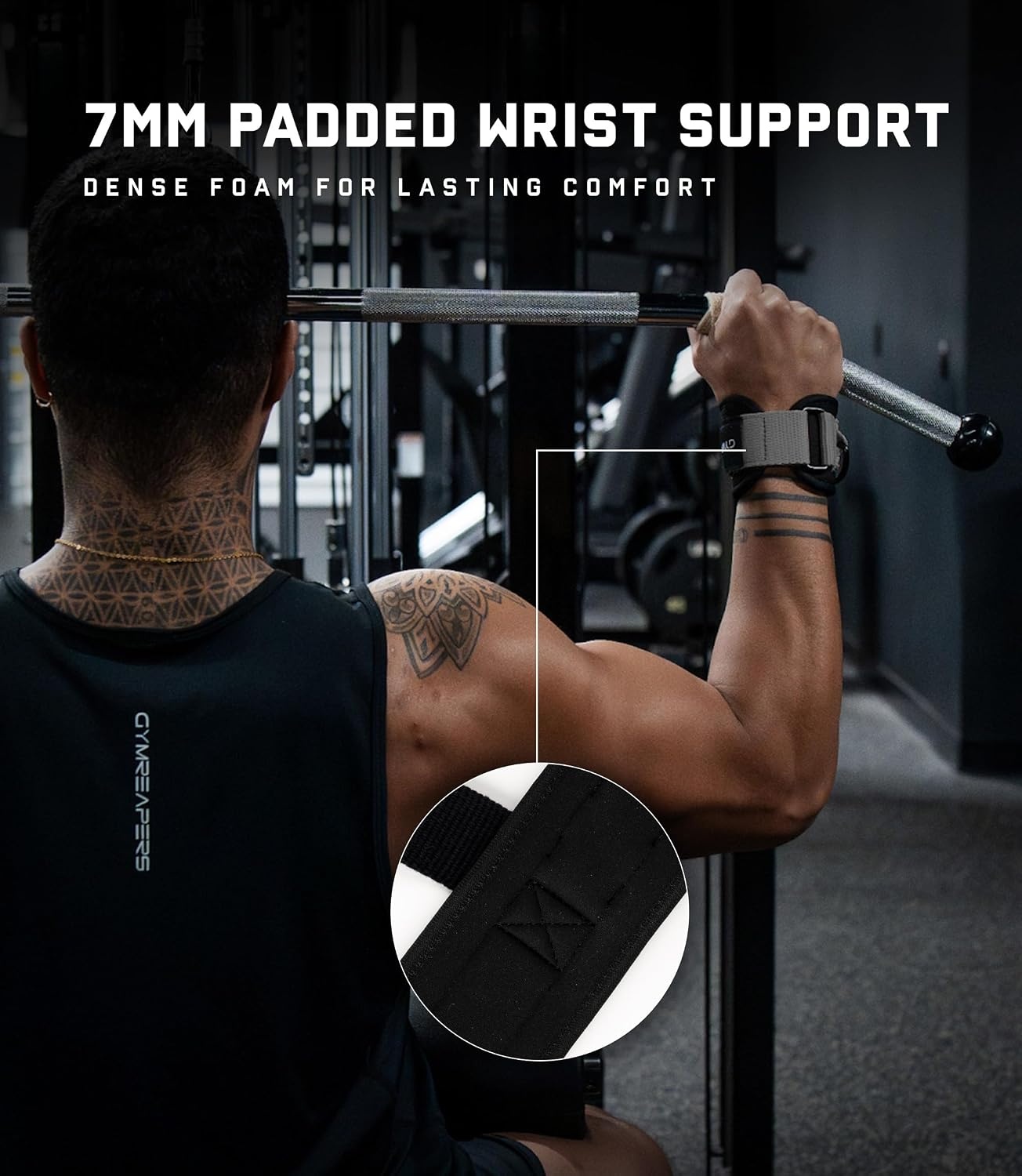 image:imageGymreapers GripLink Lifting Straps Heavy Duty DRing Weight Lifting Wrist Straps with AntiSlip Silicone Grip Beads Adjustable Support for Deadlifts Powerlifting Cable Machines amp Gym TrainingGray