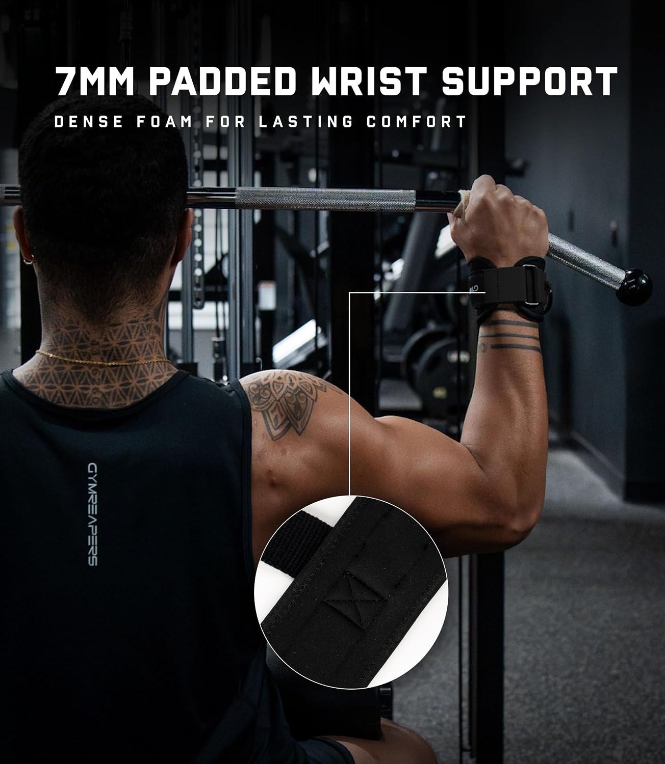 image:imageGymreapers GripLink Lifting Straps Heavy Duty DRing Weight Lifting Wrist Straps with AntiSlip Silicone Grip Beads Adjustable Support for Deadlifts Powerlifting Cable Machines amp Gym TrainingBlackWhite