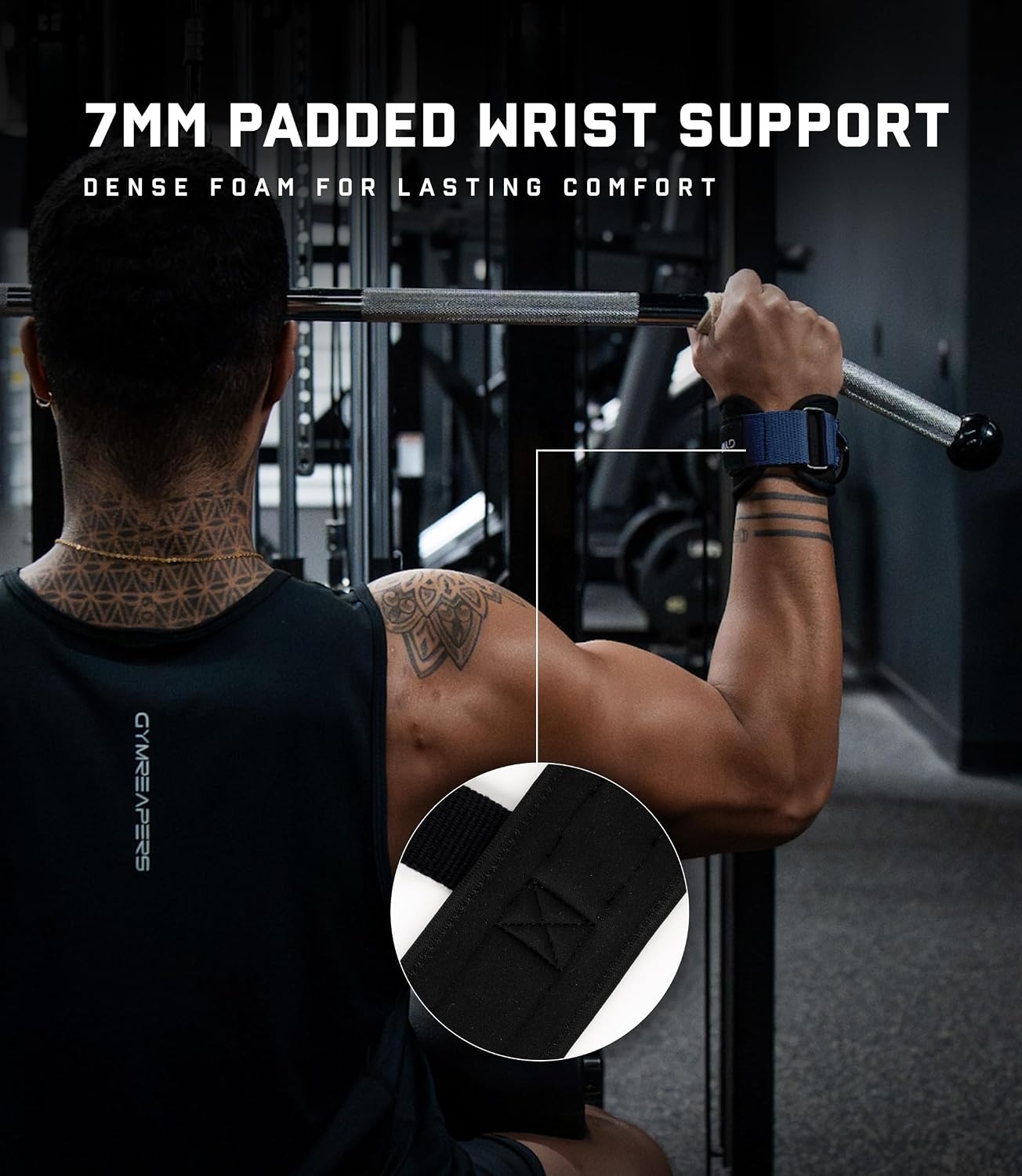 image:imageGymreapers GripLink Lifting Straps Heavy Duty DRing Weight Lifting Wrist Straps with AntiSlip Silicone Grip Beads Adjustable Support for Deadlifts Powerlifting Cable Machines amp Gym TrainingNavy