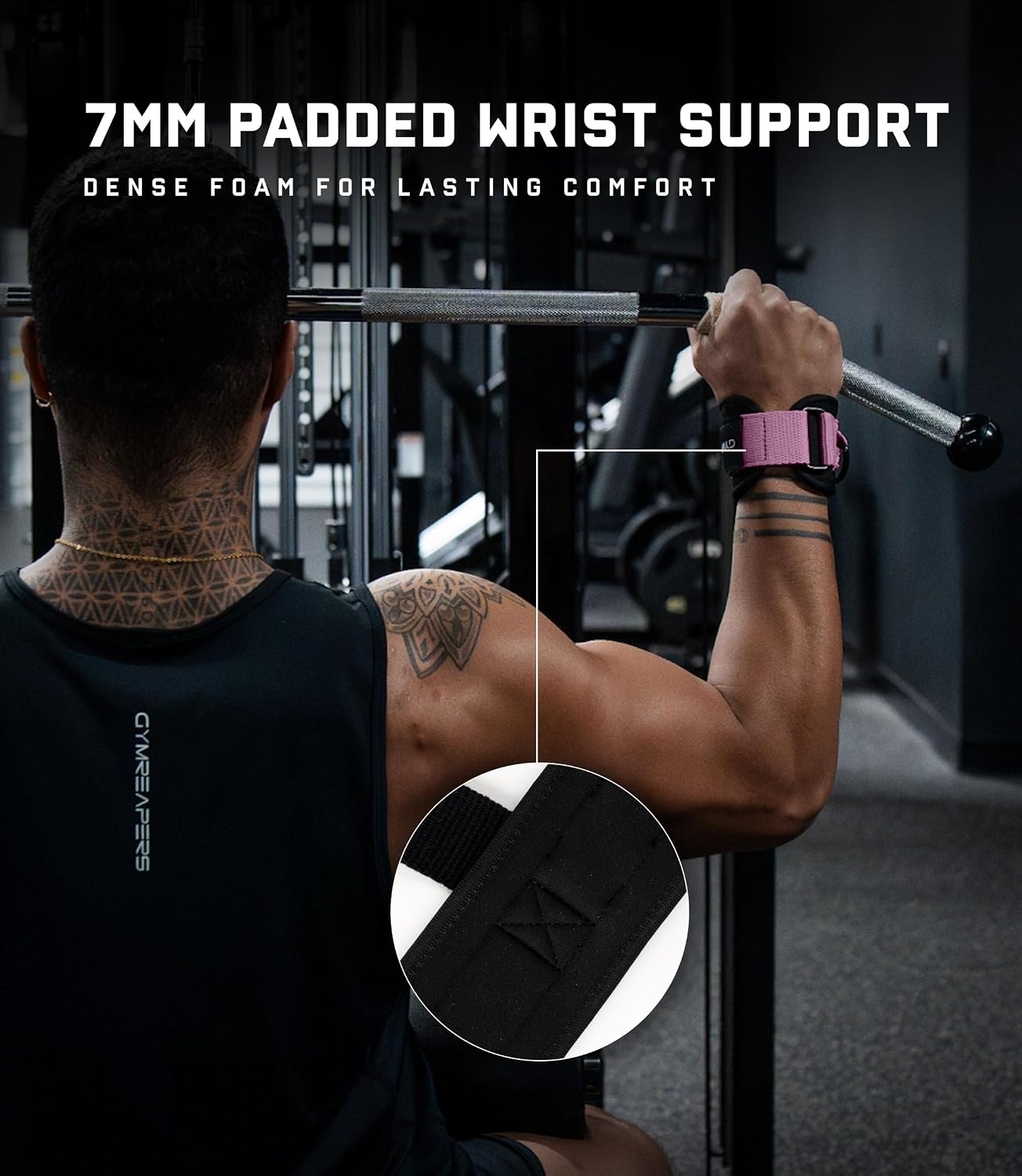 image:imageGymreapers GripLink Lifting Straps Heavy Duty DRing Weight Lifting Wrist Straps with AntiSlip Silicone Grip Beads Adjustable Support for Deadlifts Powerlifting Cable Machines amp Gym TrainingPink