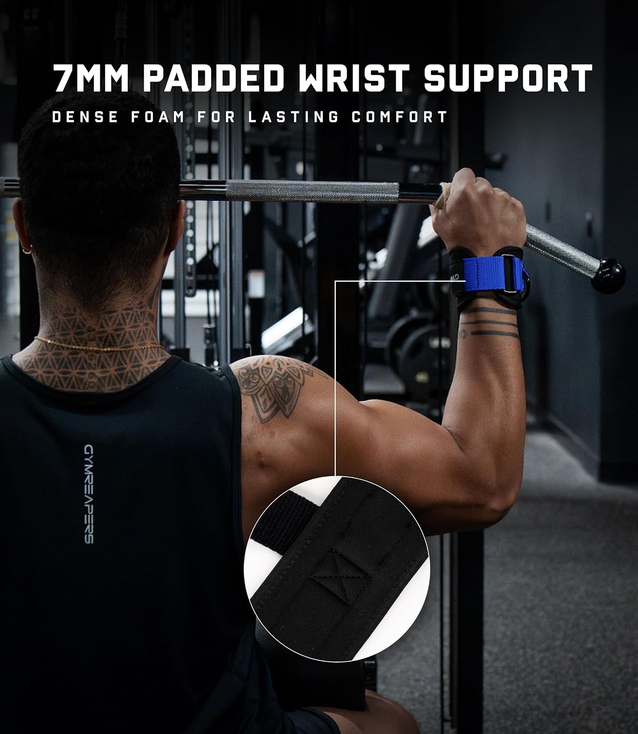 image:imageGymreapers GripLink Lifting Straps Heavy Duty DRing Weight Lifting Wrist Straps with AntiSlip Silicone Grip Beads Adjustable Support for Deadlifts Powerlifting Cable Machines amp Gym TrainingElectric Blue