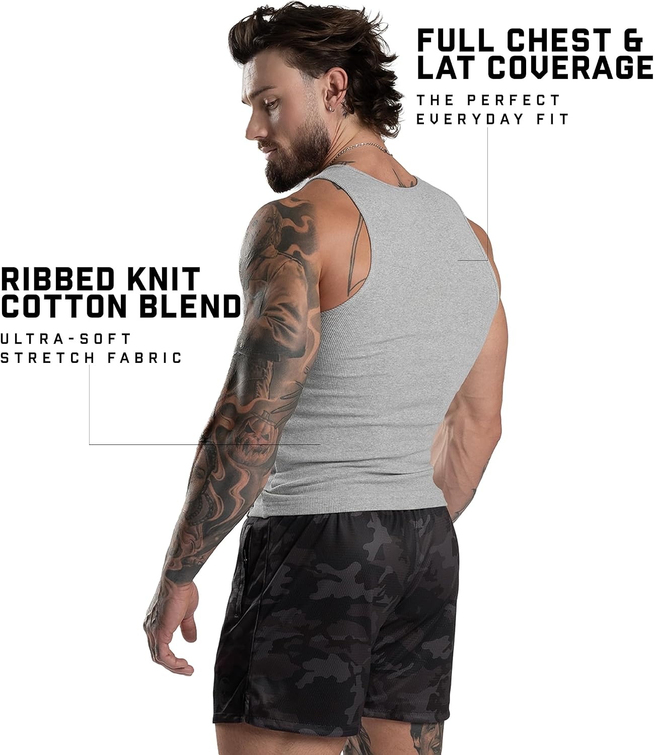 image:imageGymreapers Mens Tank Tops Ribbed Sleeveless Undershirts Cotton Fit Compression Tank for Gym Workout amp Training Pack of 3Gray