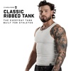 Gymreapers Mens Tank Tops Ribbed Sleeveless Undershirts – Cotton Fit Compression Tank for Gym, Workout & Training – Pack of 3(White)