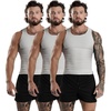 Gymreapers Mens Tank Tops Ribbed Sleeveless Undershirts – Cotton Fit Compression Tank for Gym, Workout & Training – Pack of 3(White)